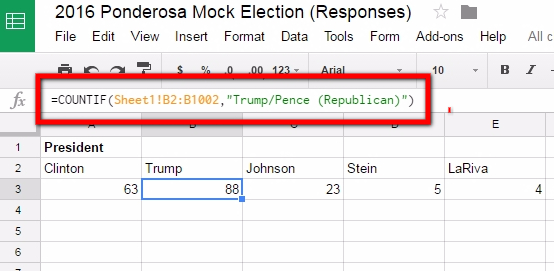 Displaying LIVE results from a Google Form: 2016 Presidential Election